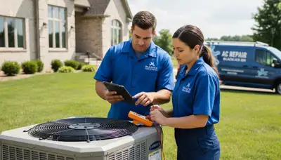 Professional AC repair technician servicing home cooling system in Columbus, OH