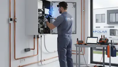 Technician performing boiler repair in Columbus, OH at Five Star Cooling service location