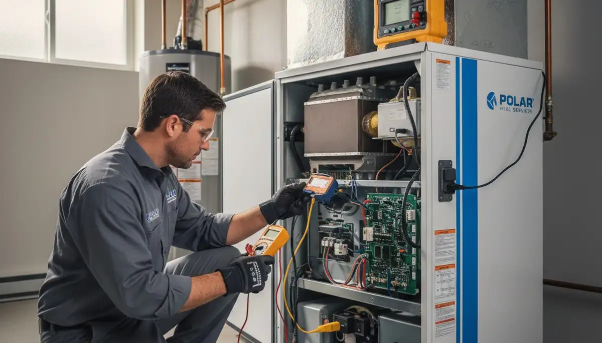 Technician performing furnace repair service in Columbus, OH for Five Star Cooling